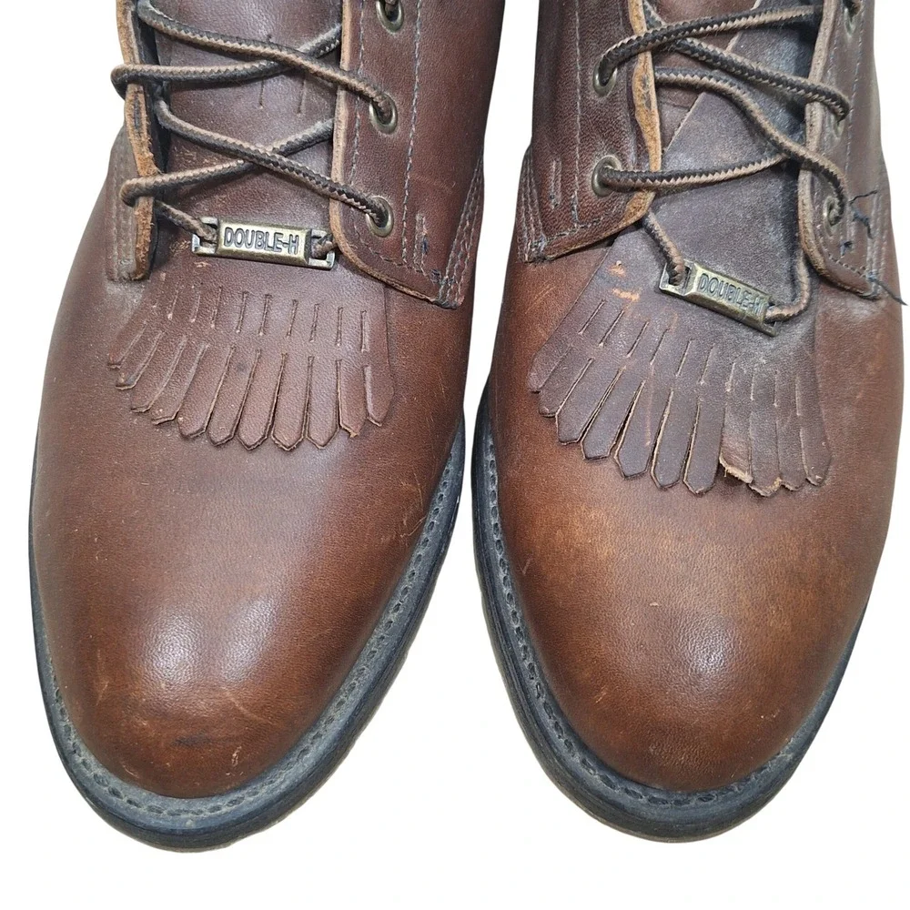 Double H Lacer Kiltie Packer Boots Brown Leather Tall Lace Up Workwear Mens 11